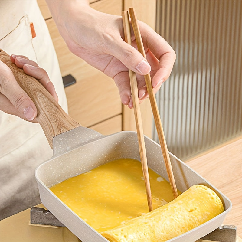 Japanese Style Tamagoyaki Pan Set Non-Stick Silicone Omelette Cookware with Wooden Handle