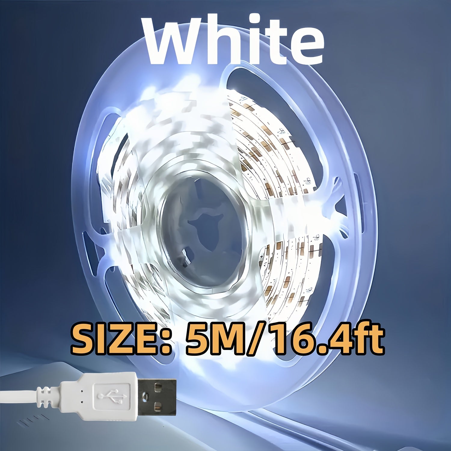 Светодиодная лента USB для подсветки телевизора и домашнего декора, гибкая лента (5В) в белом/теплом белом цвете для спальни, шкафа, кухни DIY - можно резать, самоклеящаяся, не требует батареек - длина