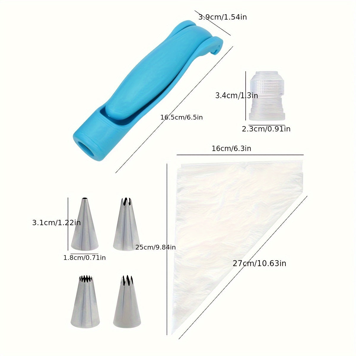 Cake Decorating Kit with Stainless Steel Tips Reusable Pastry Bags and Coupler