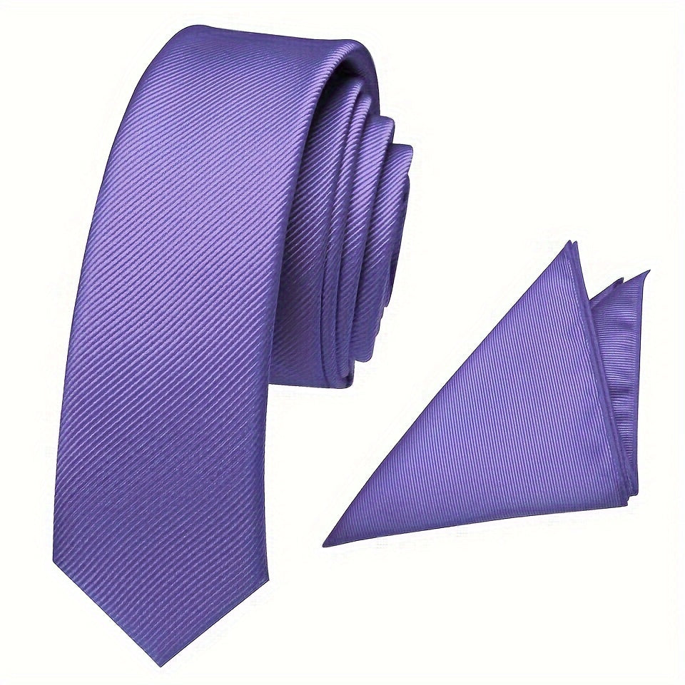 Rasmiy va ish kiyimlari uchun 2 ta to'liq rangli erkaklar galstuklari va ko'rsatilgan cho'ntak shamlari to'plami