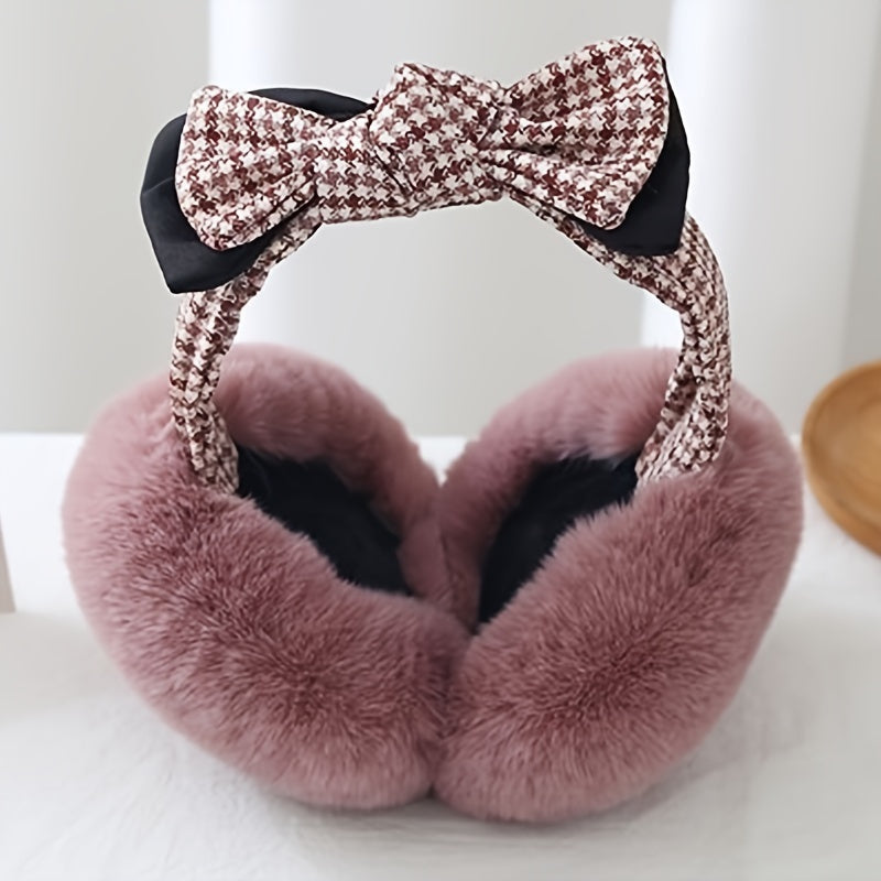 Women's Winter Faux Fur Earmuffs Warm Soft Chic Ear Protection with Bow