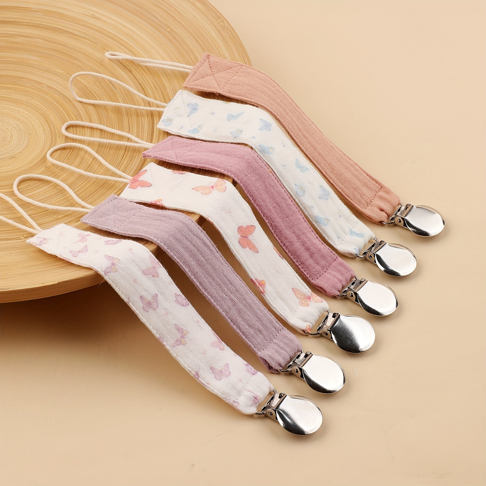 Baby Soother Chain Set of 4 for Ages 0-3 Stainless Steel Clips Various Colors