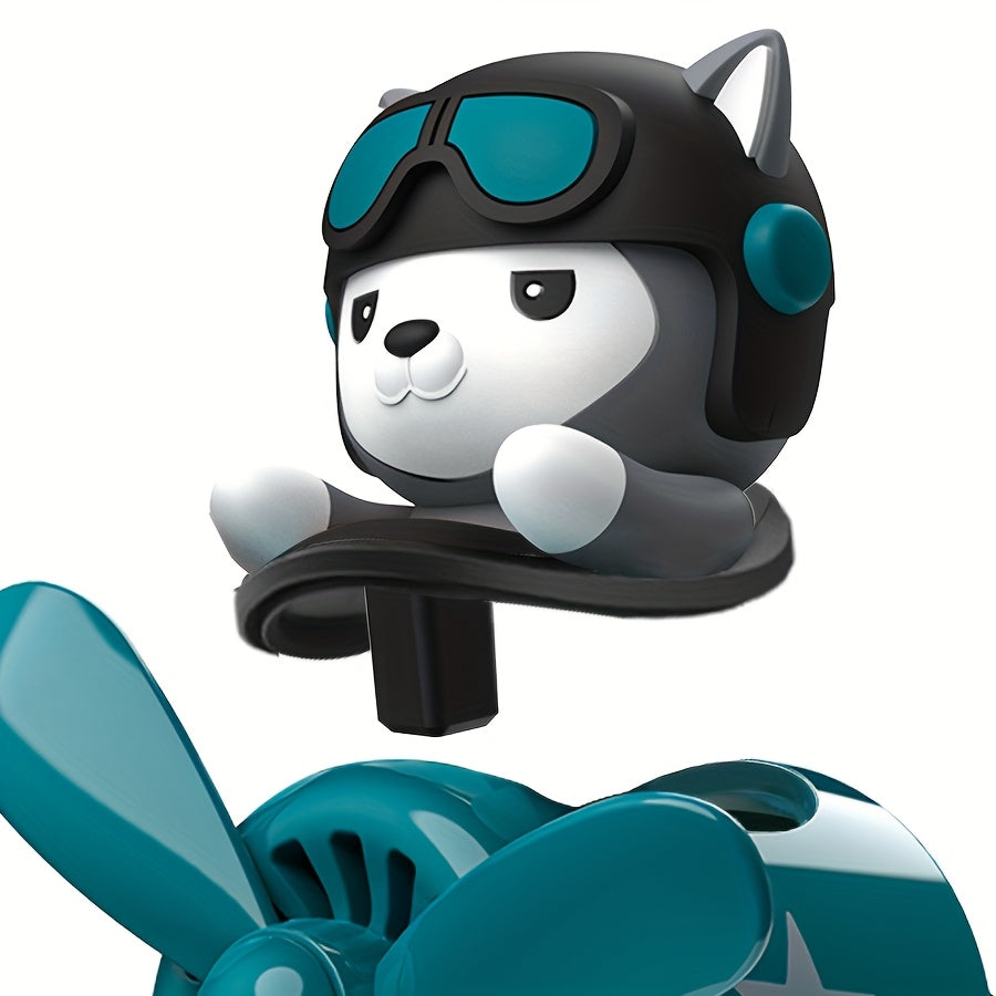 Husky Dog Air Freshener Diffuser with Blue Goggles Car Vent Decor