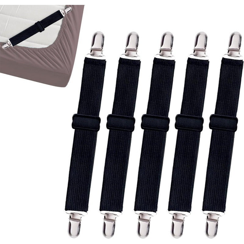 Elastic Bed Sheet Clips Non-Slip Adjustable White Nylon for Mattress Covers Sofa Cushions