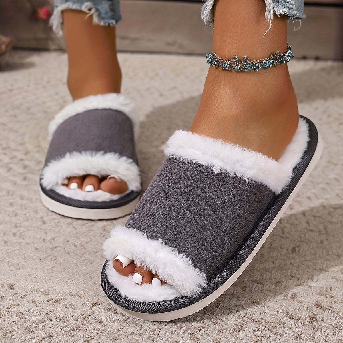 Women's Faux Fur Slippers Indoor Outdoor Comfortable Non-Slip Multipack