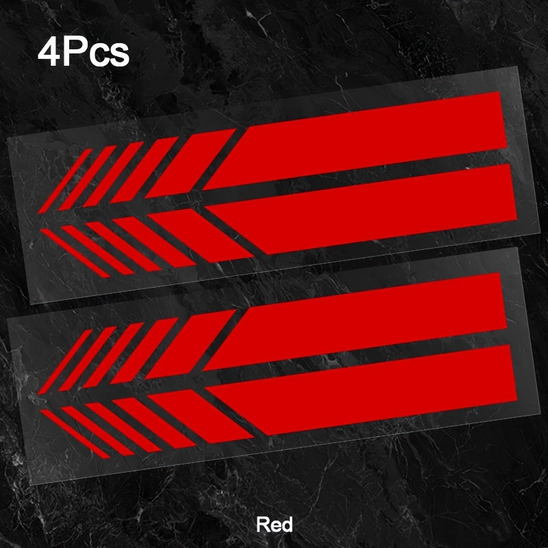 4pcs Pegatinas de vinilo reflectante para coche, adhesivas, rayas exteriores para vehículos
