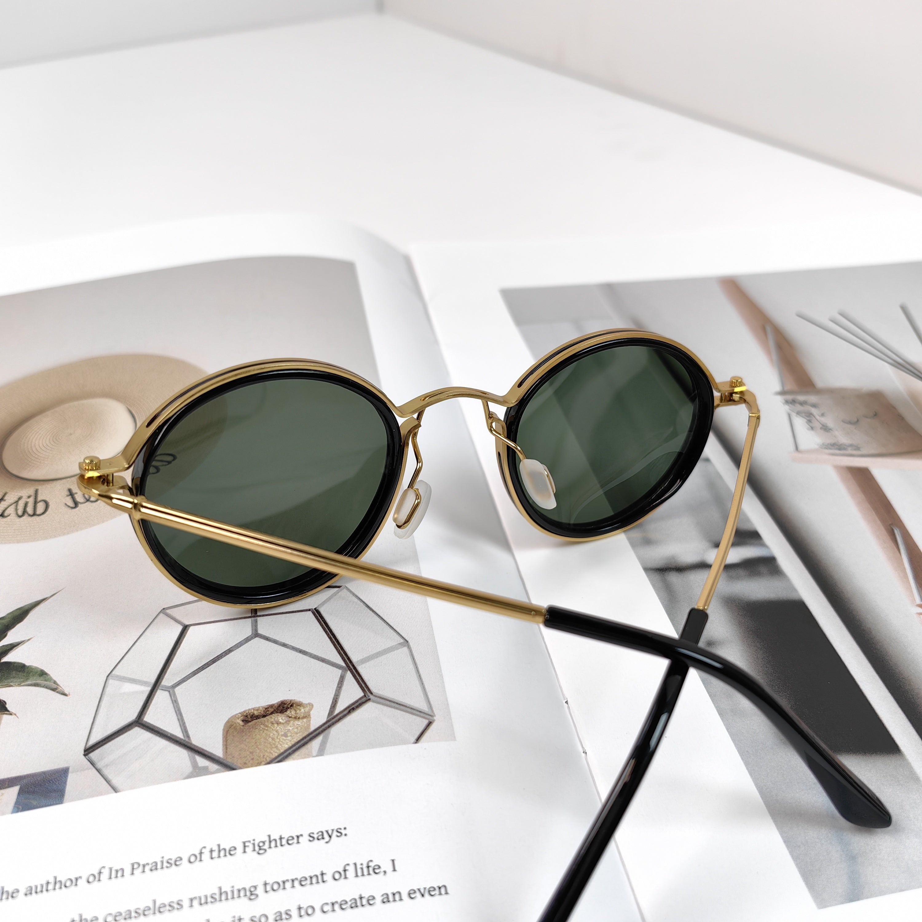 Retro Metal Polarized Round Sunglasses for Men and Women Black Frame Brown Tortoiseshell UV400