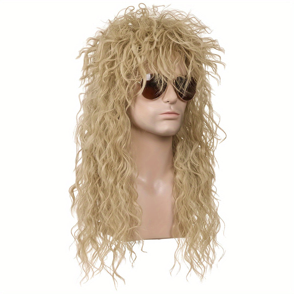Long Fluffy Afro Wig with Bangs for Men Halloween Cosplay Rave Party Black Blonde