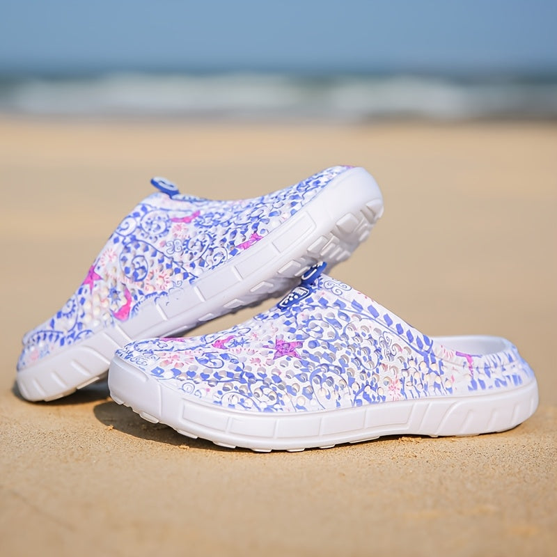 Women's EVA Slip-On Shoes with Star and Moon Pattern Flat Sandals