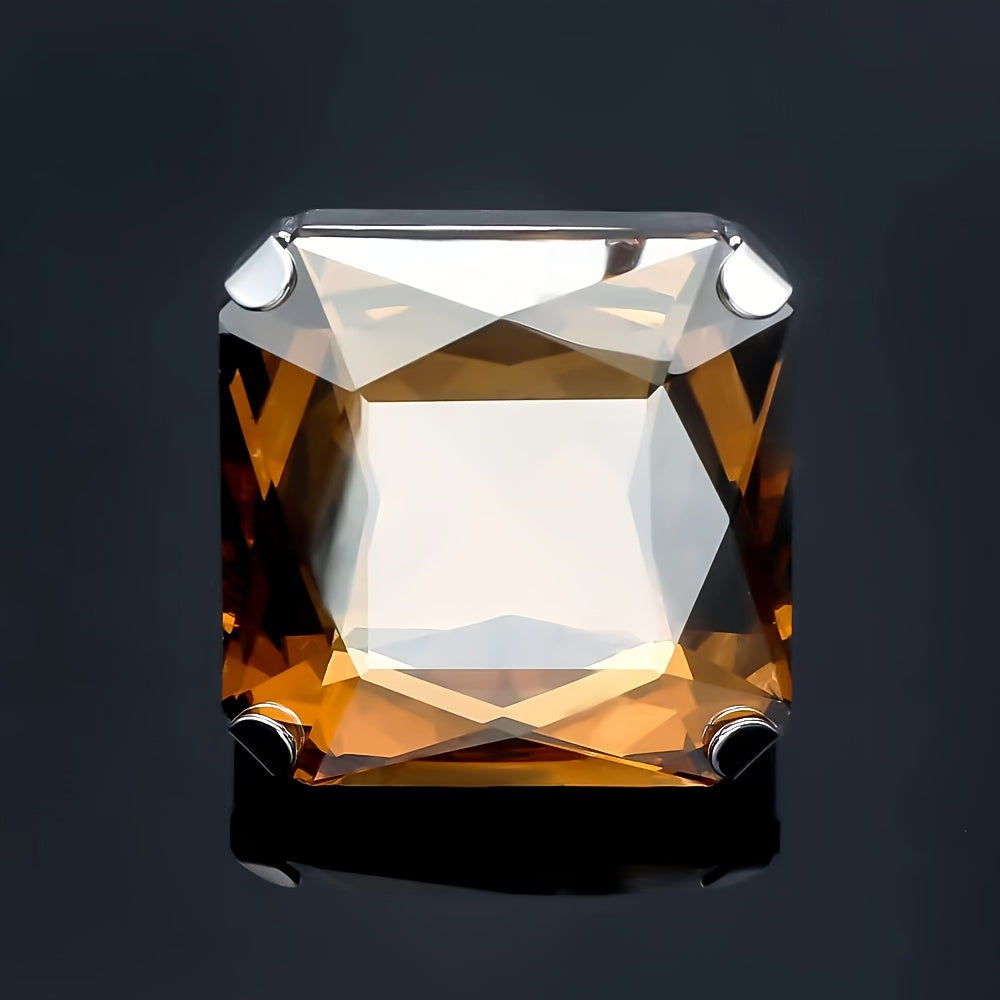 Ayollar uchun sozlanadigan bohem uslubidagi geometrik uzuk - Katta o'lchamdagi moda aksessuari, nafis ko'p rangli aks ettiruvchi kristall tafsilotlari bilan