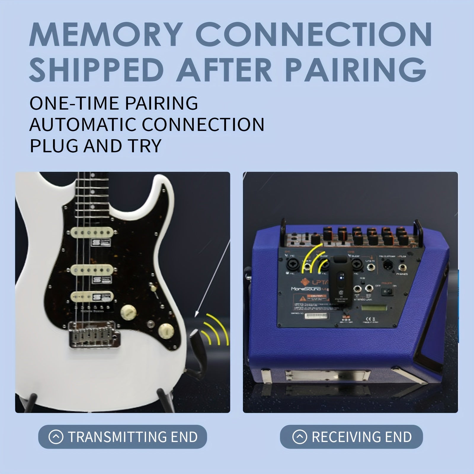 Receptor inalámbrico de guitarra de 2.4GHz para guitarras eléctricas y electroacústicas negro o azul