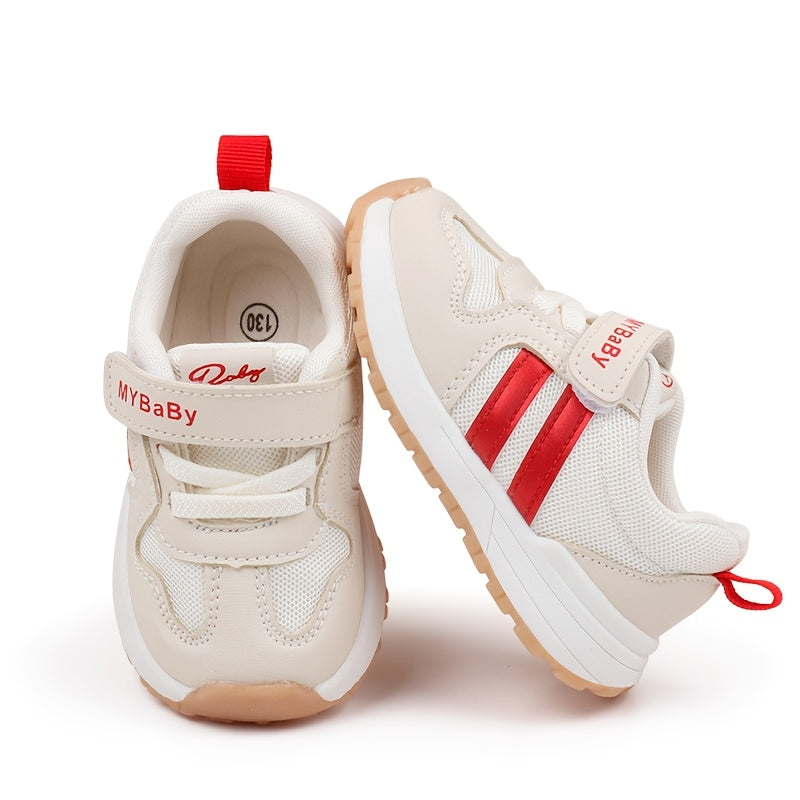 Unisex Toddler Sports Sneakers with Striped Fabric and Breathable Mesh for All-Season Walking