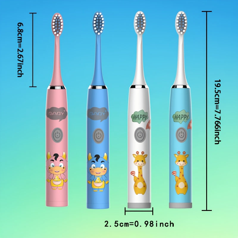 Bolalar multfilmi kiyimidagi kiyik chaqaloq uslubidagi elektr tish cho'tkasi 2 dona IPX7 uzoq batareya