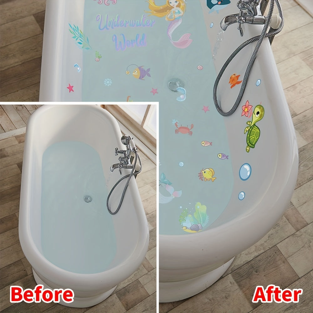 6 Anti-Slip Bathtub Stickers for Kids Mermaid and Ocean Theme Safe Bathing