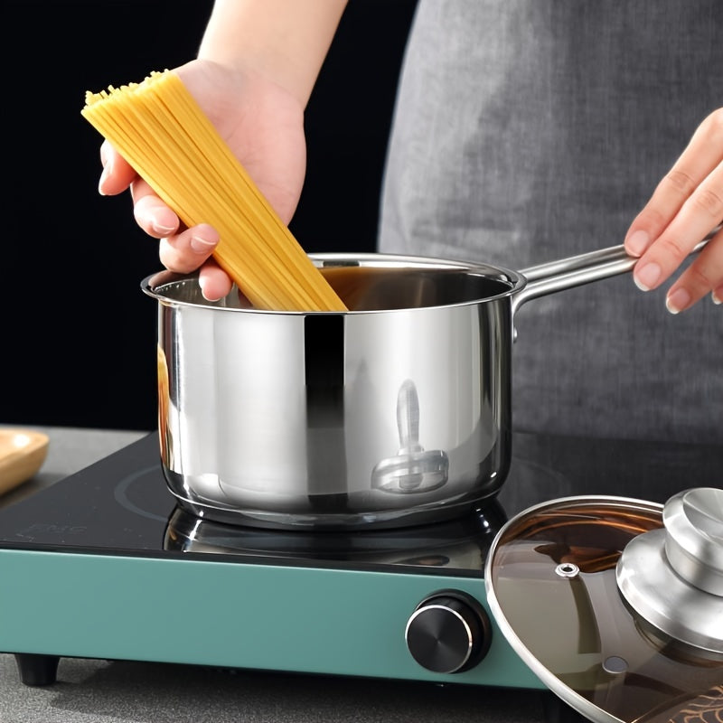 6-Piece Stainless Steel Cookware Set with Glass Lids, Triple-Layer Base