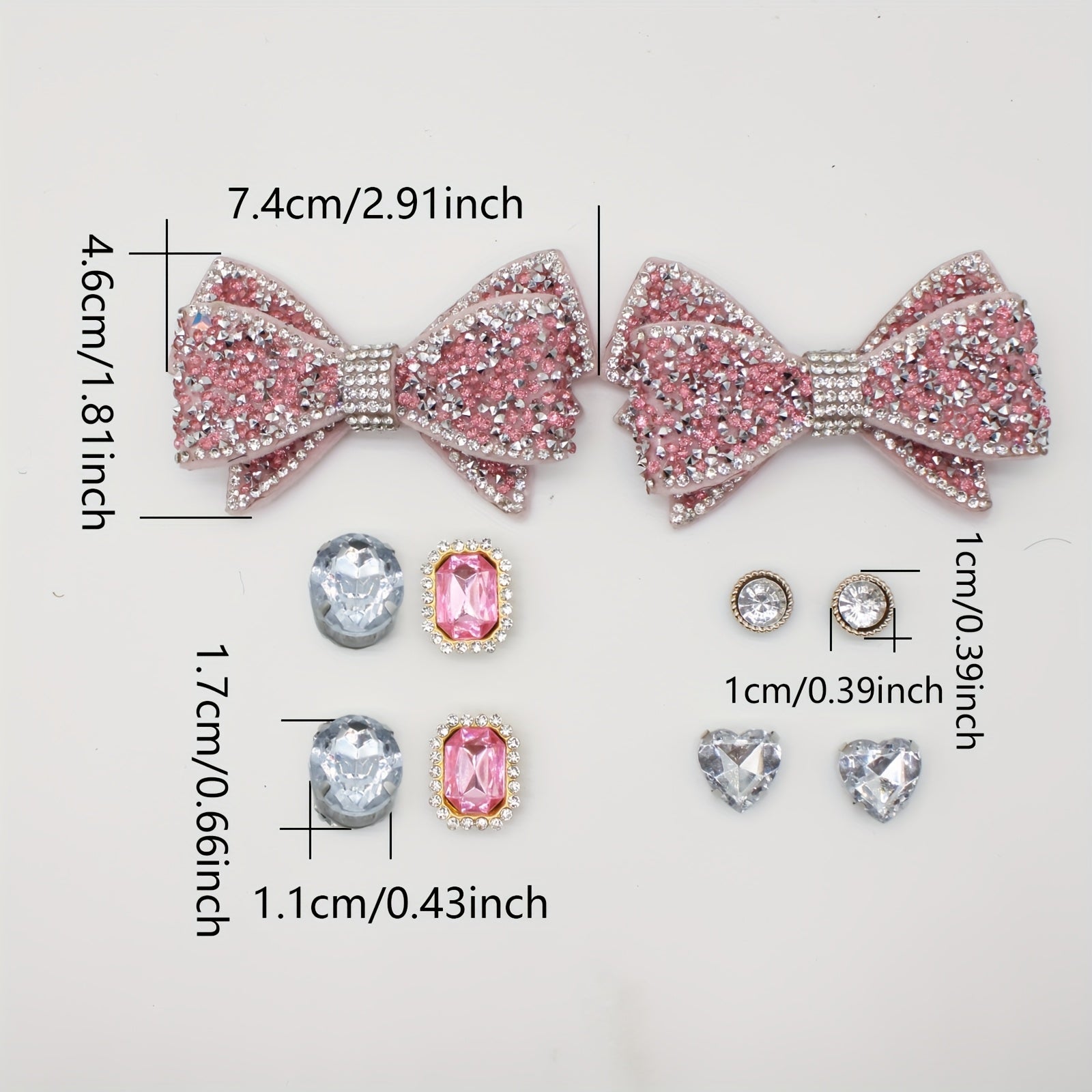 Women Shoe Charms Set With Rhinestone Bows, ABS Material Shoe Decorations
