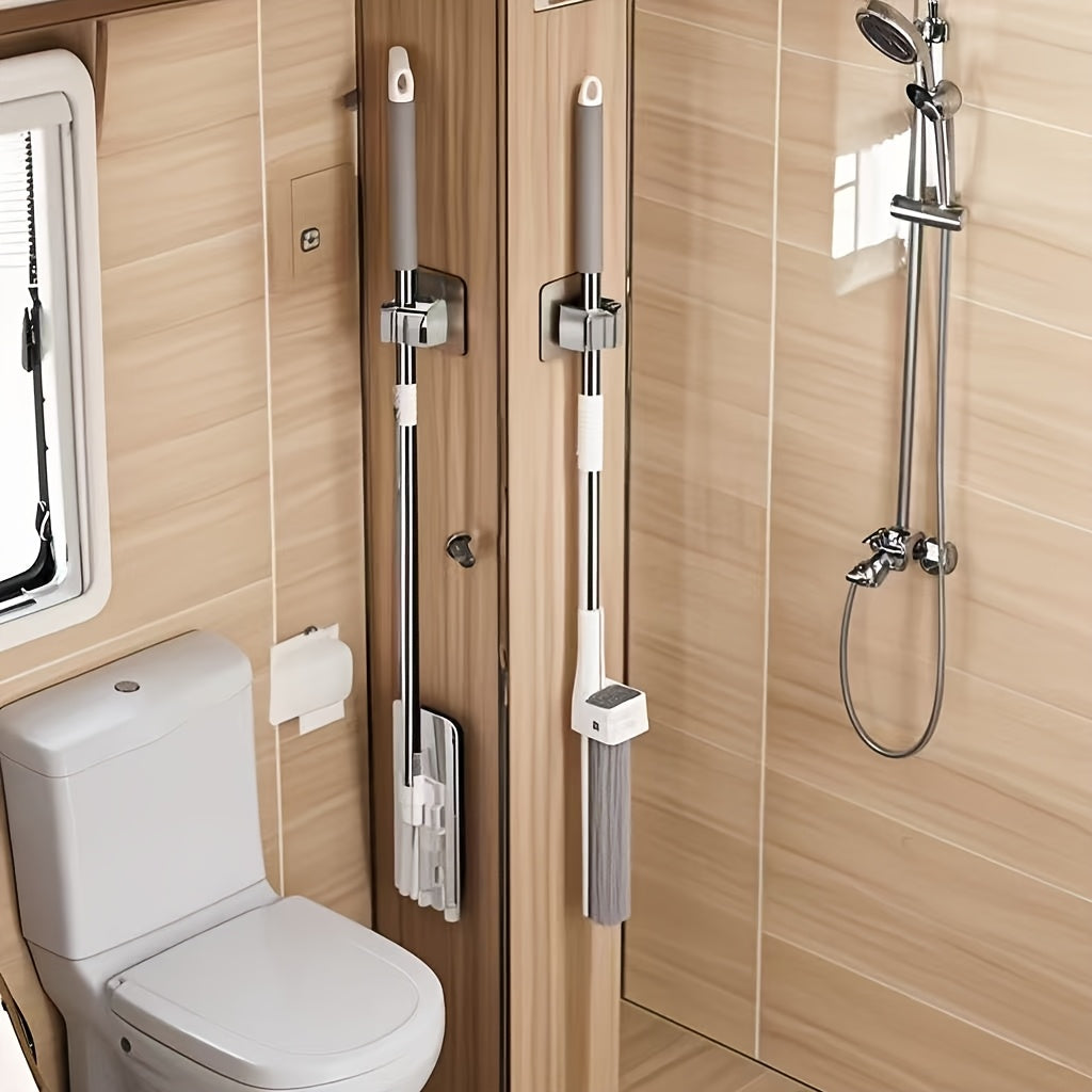 Hanging Mop and Broom Organizer Wall Mount Durable Plastic for RV Bathroom Bedroom