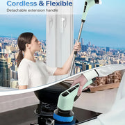 Sozlanadigan tutqich va 7 ta cho'tka boshli simsiz elektr burilishli cho'tka to'plami, dush, hammom va pol tile tozalash uchun