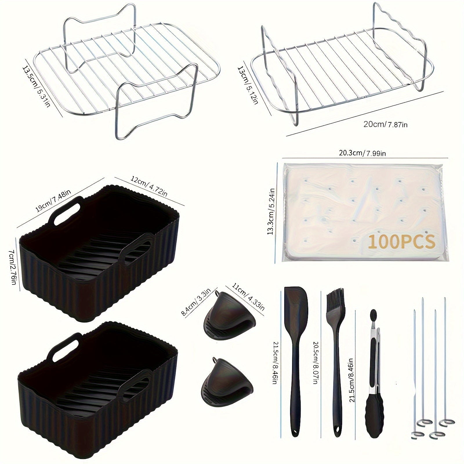 Stainless Steel Double Layer Grill Rack Set for Air Fryer Accessories for Multiple Kitchen Appliances