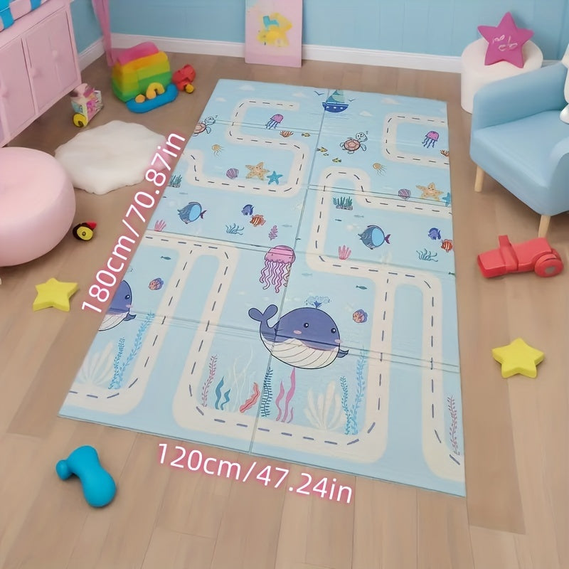 Cartoon Play Mat for Kids Thick Waterproof Double-Sided Floor and Crawling Area Rug