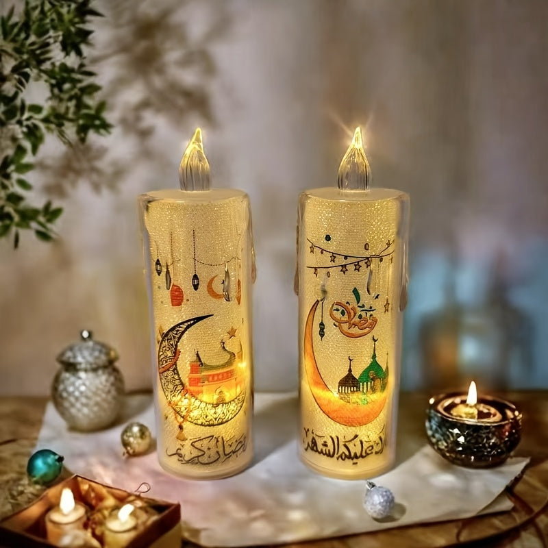 LED Flameless Candles with Islamic Motifs for Ramadan Indoor Outdoor Decor Party Family Celebrations