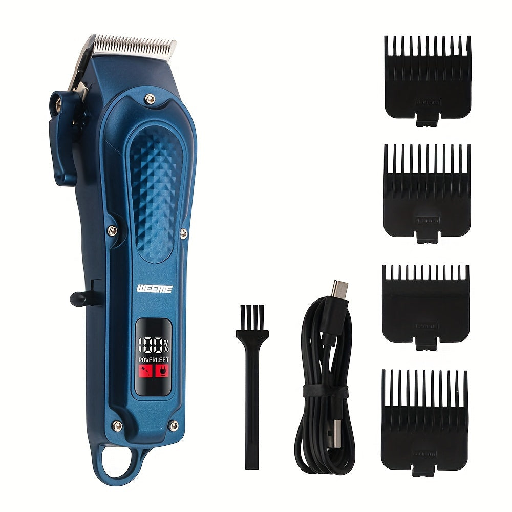 Kit de cortapelos para hombres con 4 peines ajustables, pantalla LCD, batería recargable de litio, negro, azul y dorado