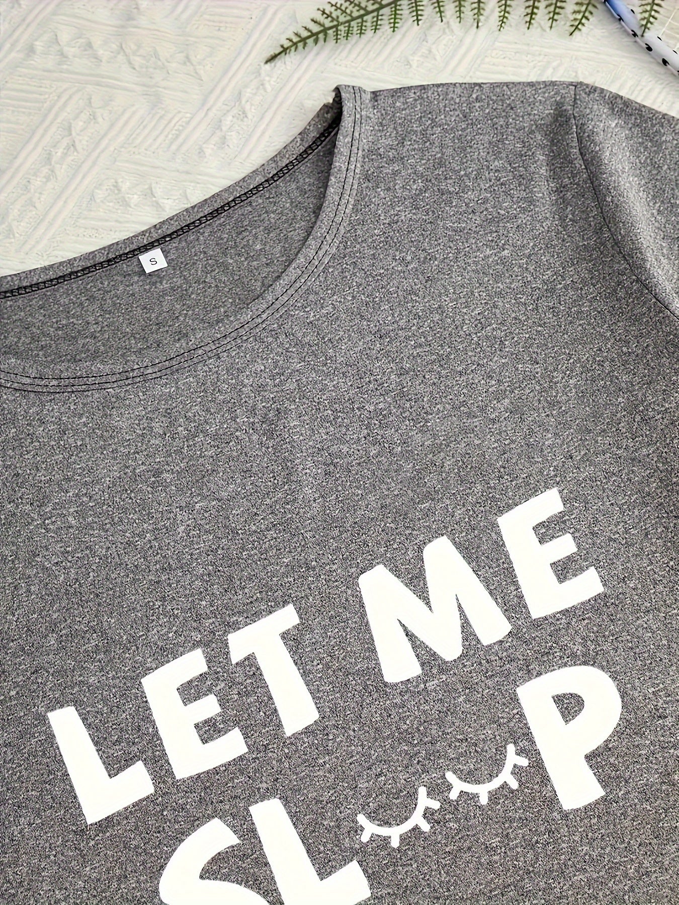 Adult Casual Pajama Set with Letter Print Short Sleeve Top Long Pants and Shorts