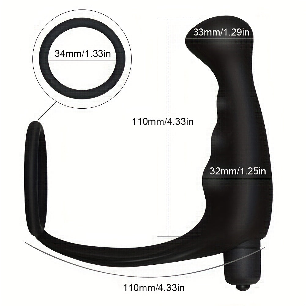 Men Vibrating Prostate Massager with 10 Speeds and Delay Ring