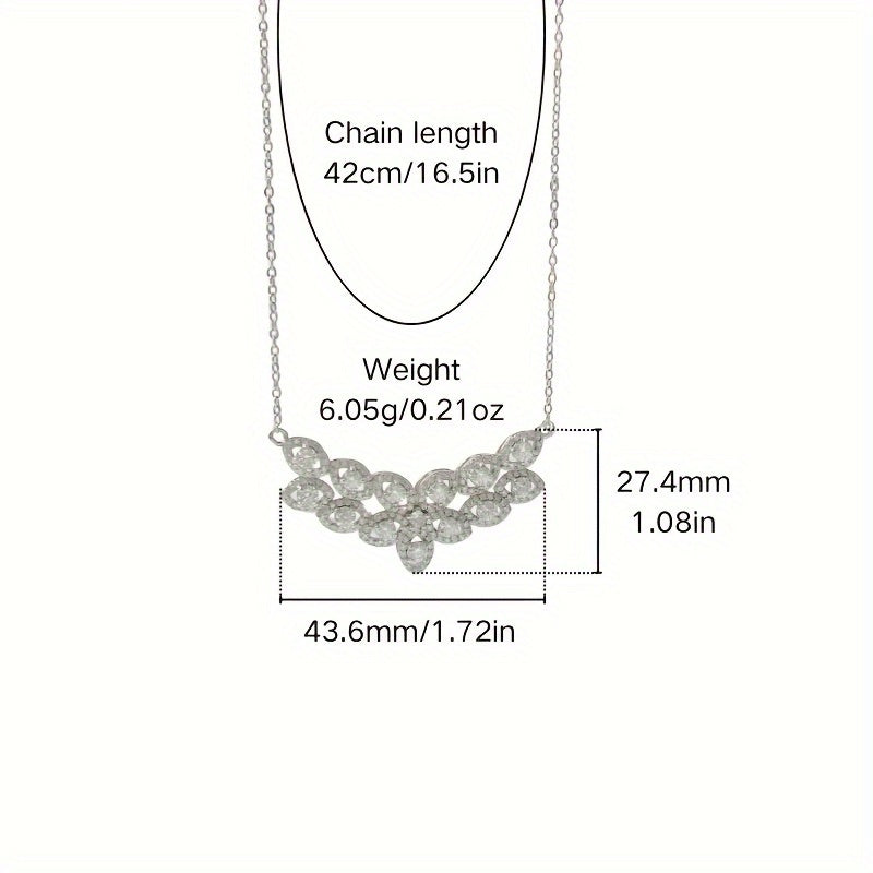 Women's Sterling Silver Pendant Necklace with Moissanite Inlay 1.3ct Elegant Jewelry