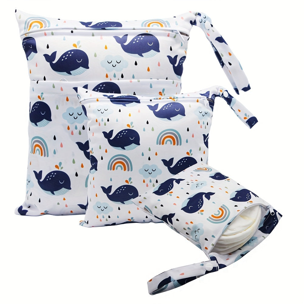 3-Pack Waterproof Diaper Bags for Beach Pool Gym Yoga Daycare with Dual Zippered Pockets