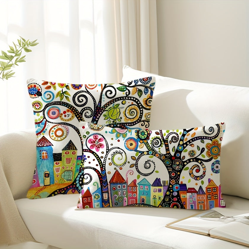Подушка для дивана "Причудливое дерево", 1 шт., традиционный стиль, застежка-молния, только ручная стирка, ткань из полиэстера, декоративная подушка для разных комнат, доступные размеры: 29,97 см * 50,04 см, 44,96 см * 44,96 см - без наполнителя