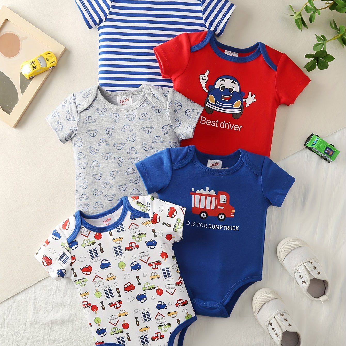 Infant Girl Cotton Cartoon Body Suit 5-Piece All-Season Baby Clothing