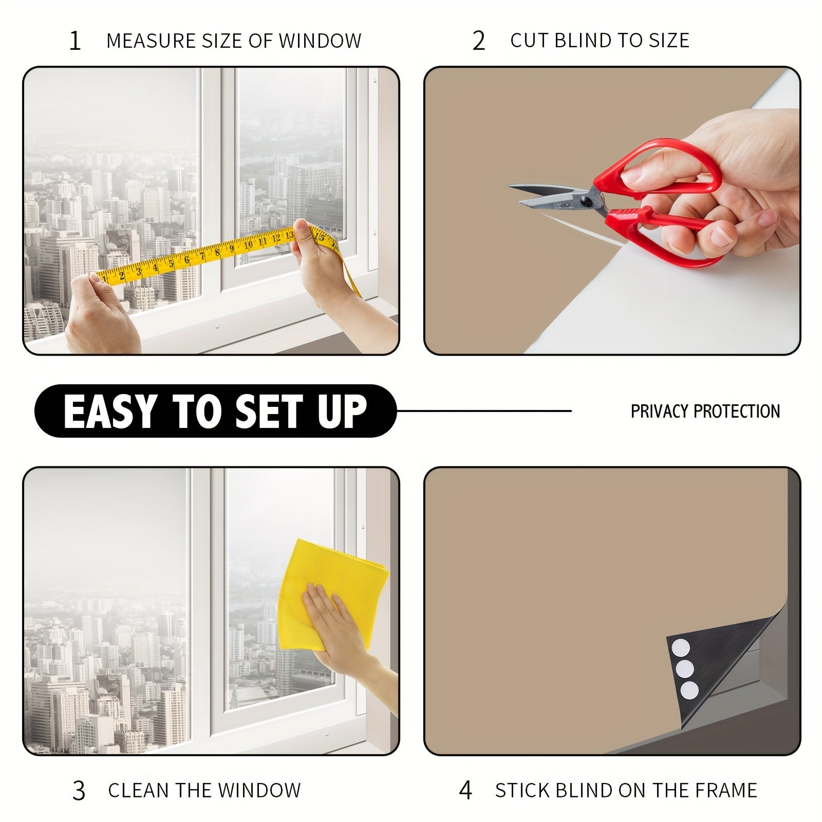 Portable Cordless Blackout Curtain with Adhesive Backing for Bedroom and Lounge