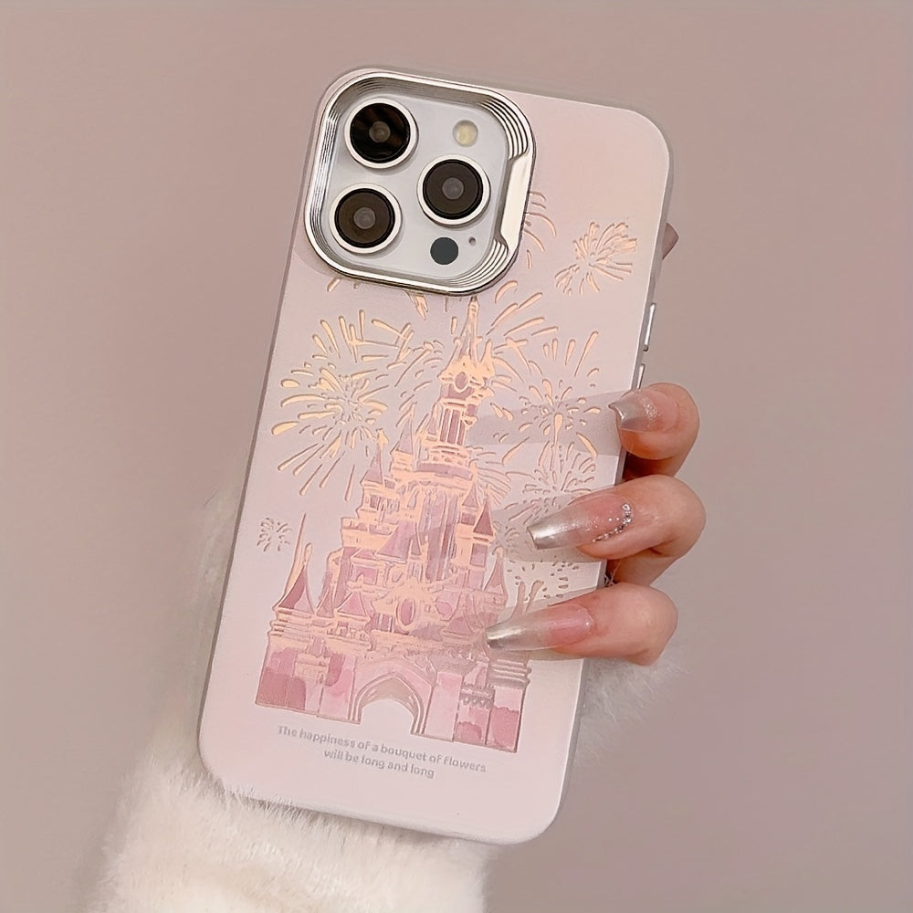 Electroplated Laser Dream Castle Fireworks Phone Case for iPhone 11-15 Models