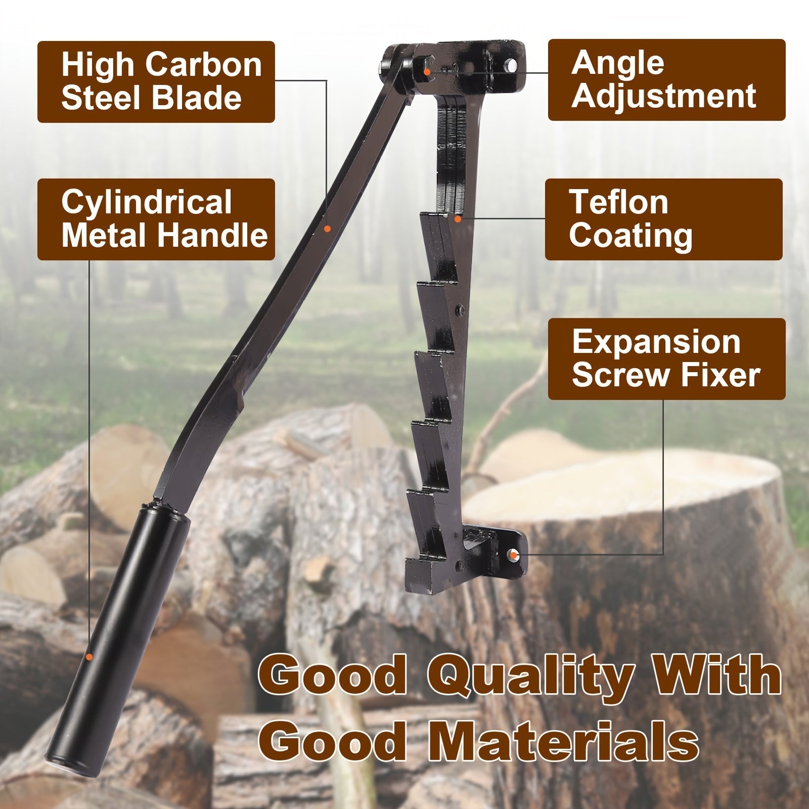 Firewood Splitter Kit Wall Mount Cast Iron with Gloves and Storage Bag