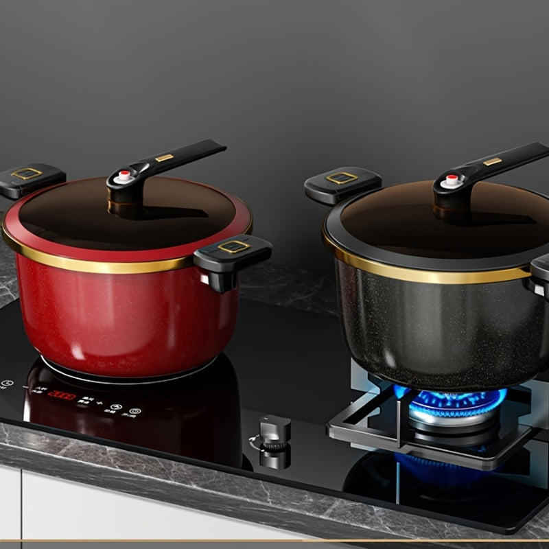 Large capacity enamelled cast iron stockpot with lid double handles knobs for quick cooking