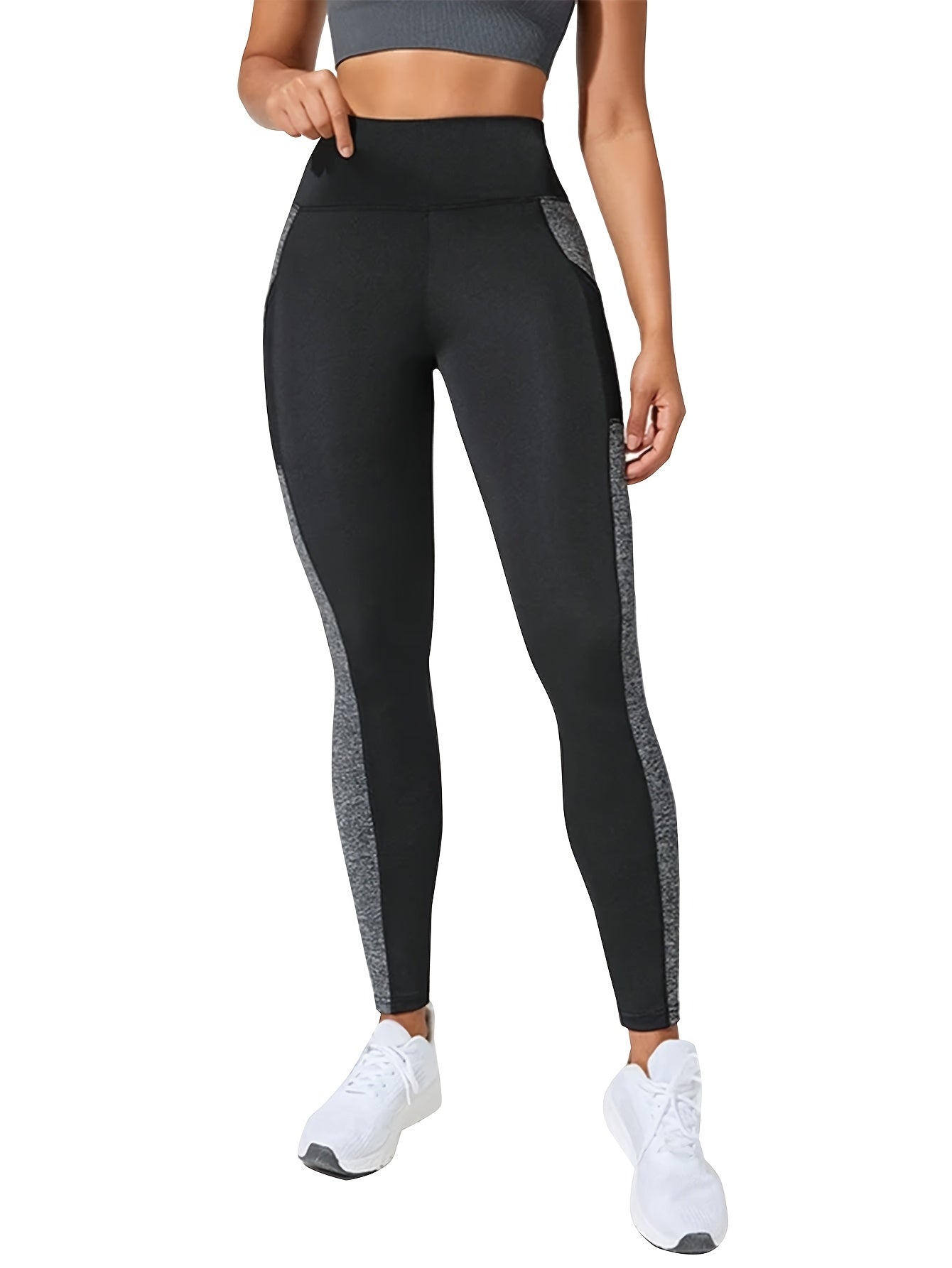 Women's Plus Size Yoga Leggings With Side Mesh Pockets High Waist Stretchy Breathable
