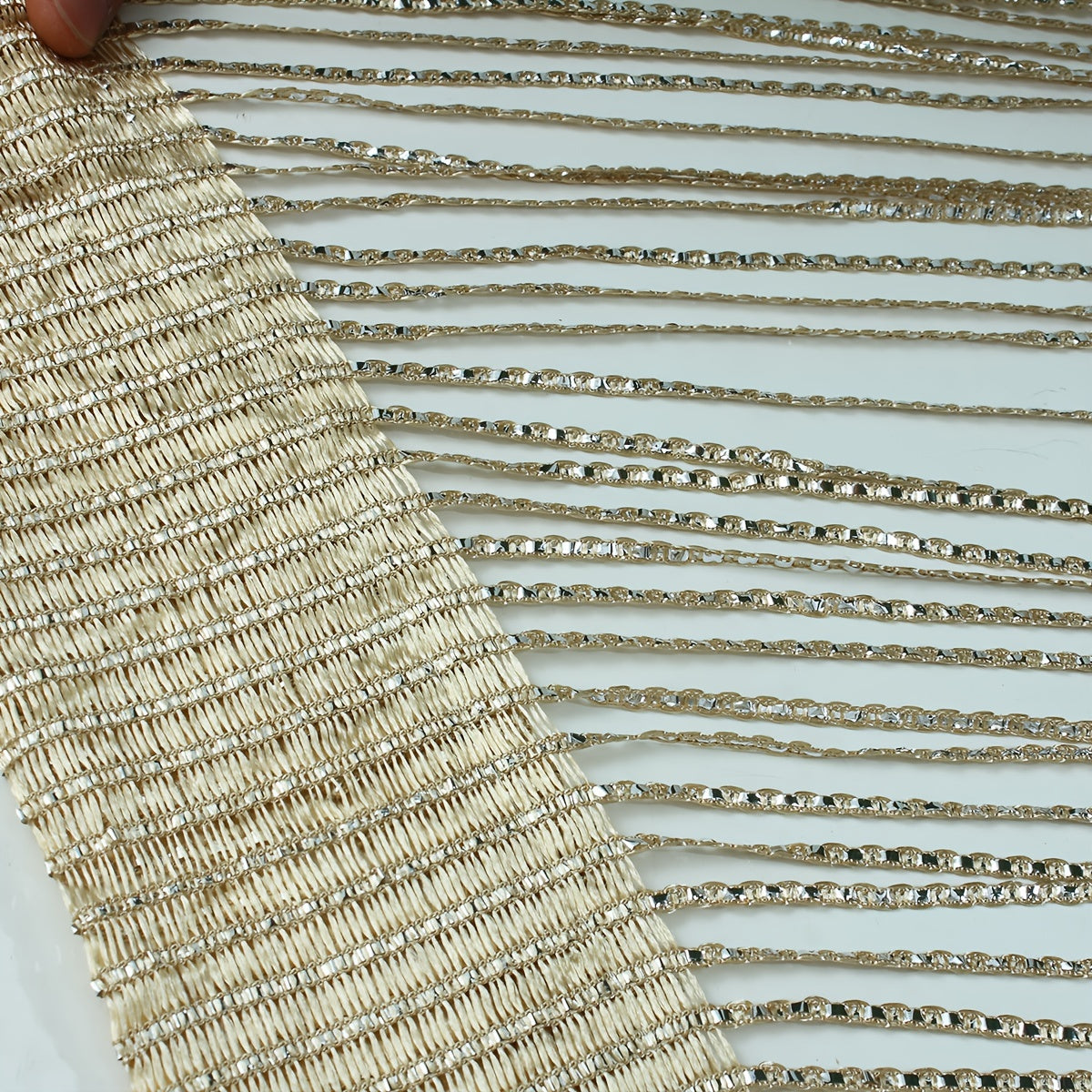 Silver Wire Curtain with Thick Tassels for Wedding Window or Door Decoration