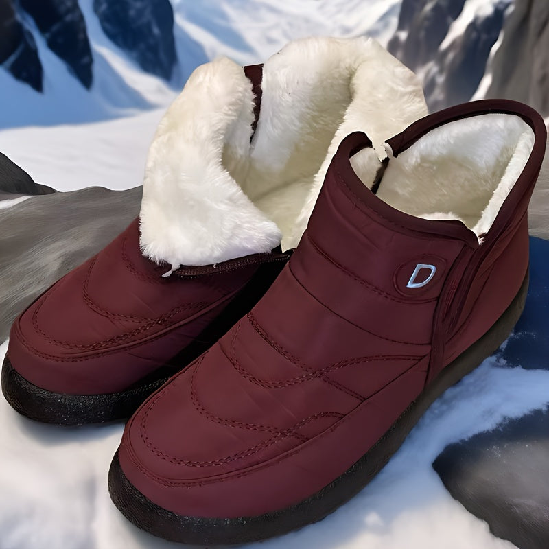 Plus Size Fleece-Lined Winter Boots Thick Plush Warm Outdoor Shoes