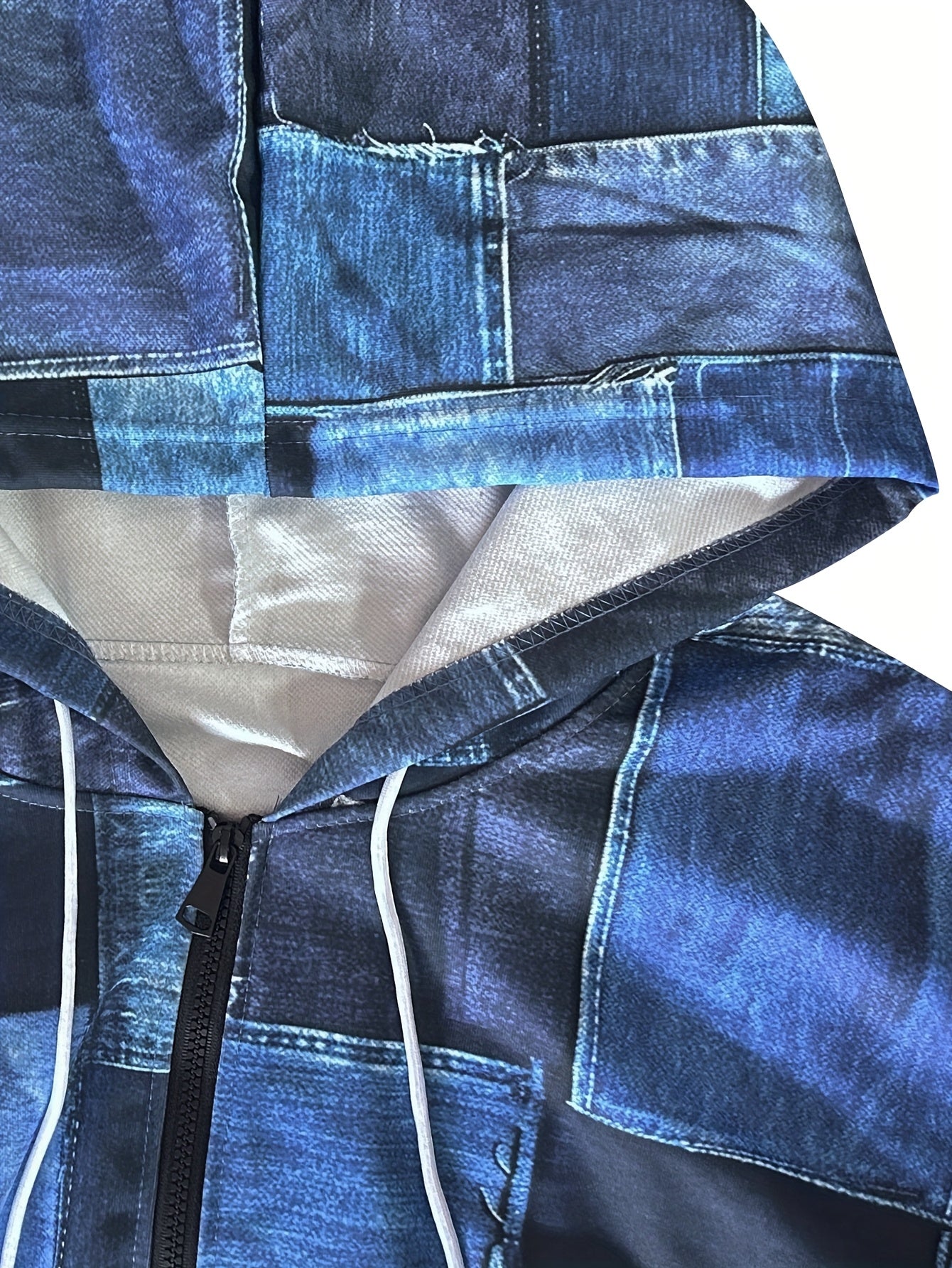 Cardigan con capucha y cierre de cremallera de talla grande con estampado de punto de poliéster para todas las estaciones