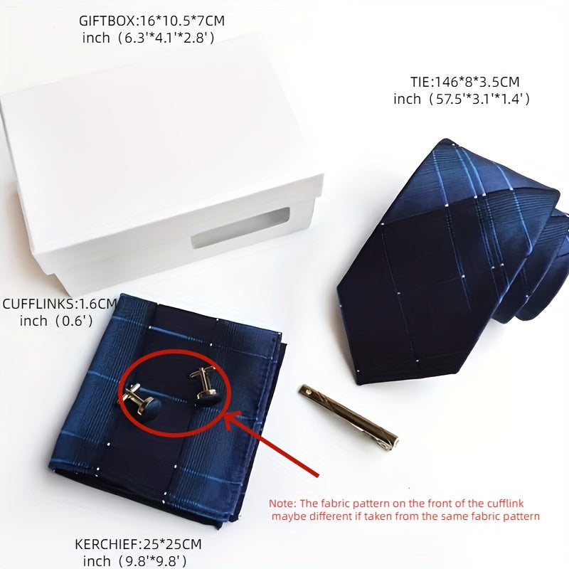 Men's Formal Plaid Tie Set with Gift Box