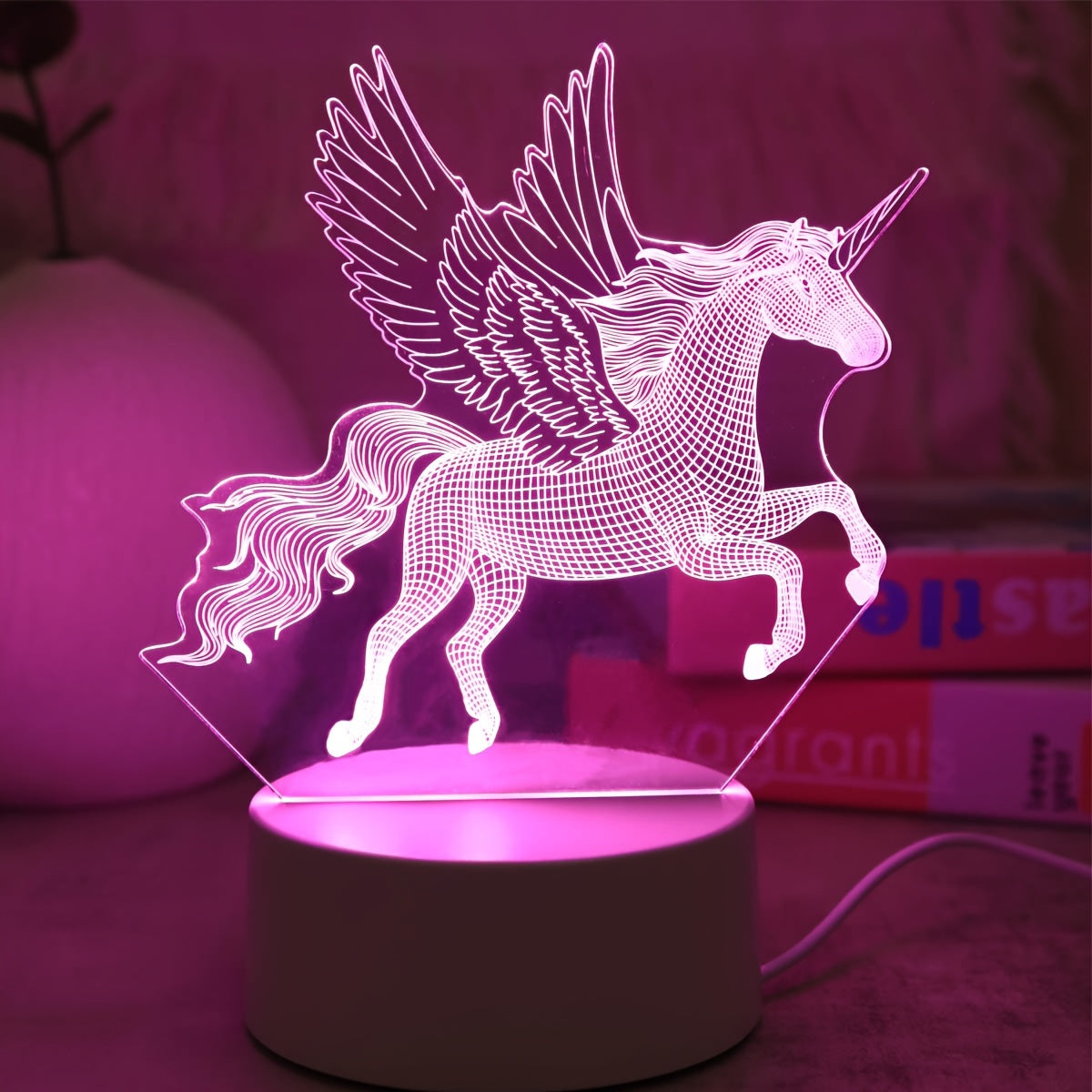 Pink Unicorn Night Light for Kids Bedroom Decorative Lamp Childrens Nightlight