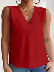Women's V-Neck Tank Top Breathable Polyester Spandex Summer Solid Color