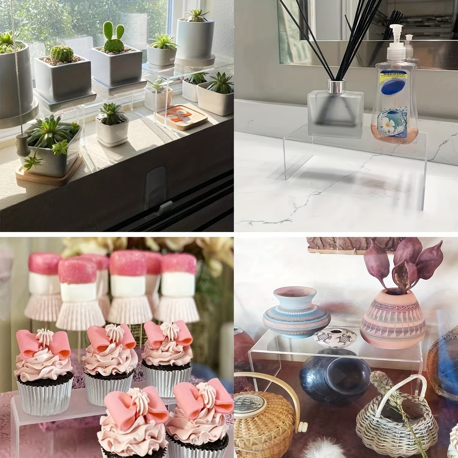 3-Layer Transparent Acrylic Display Stand for Desserts, Dolls, Cosmetics