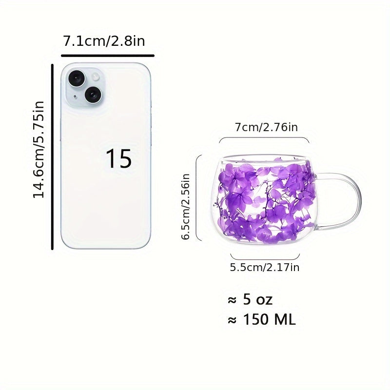 Taza de café de vidrio de doble pared de 5oz, aislada para bebidas calientes y frías, apta para lavavajillas