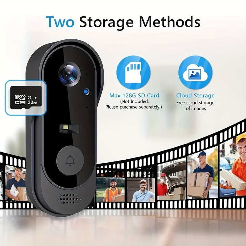 Wireless Video Doorbell with Night Vision 2-Way Audio Rechargeable Battery Indoor Outdoor