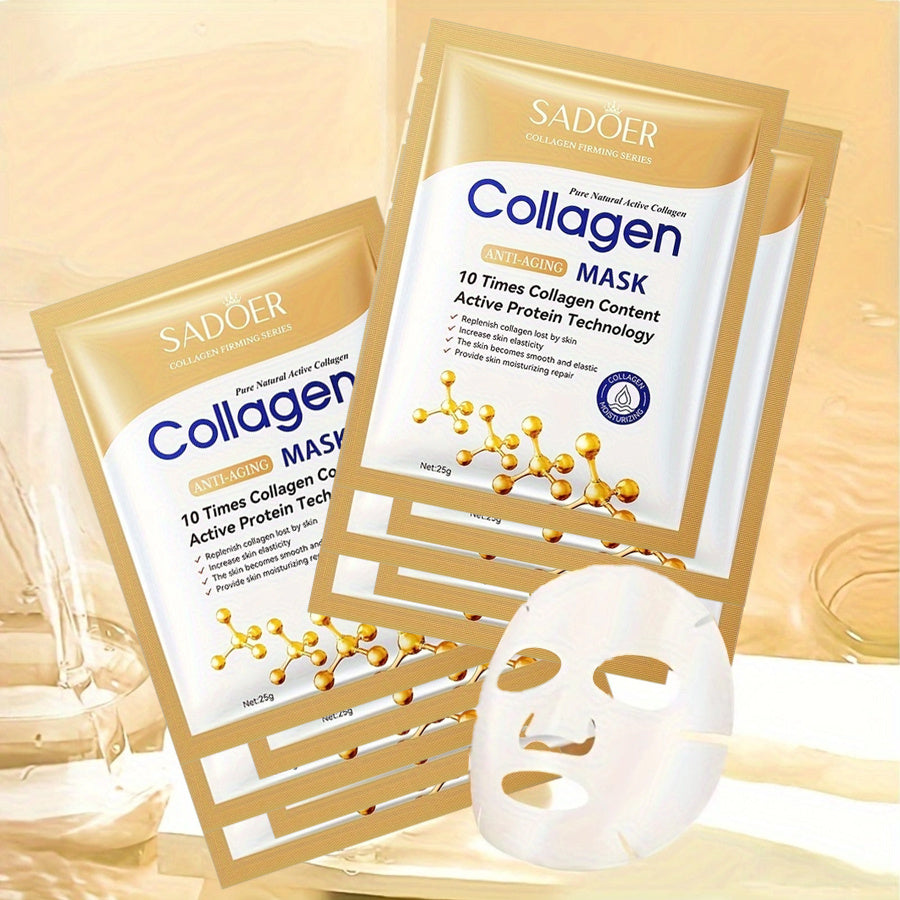 10-Pack Collagen Facial Masks for All Skin Types Moisturizing and Firming