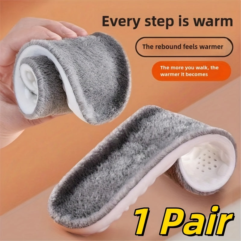 Unisex Thermal Plush Shoe Insoles Thickened Winter Shock Absorbing Pads