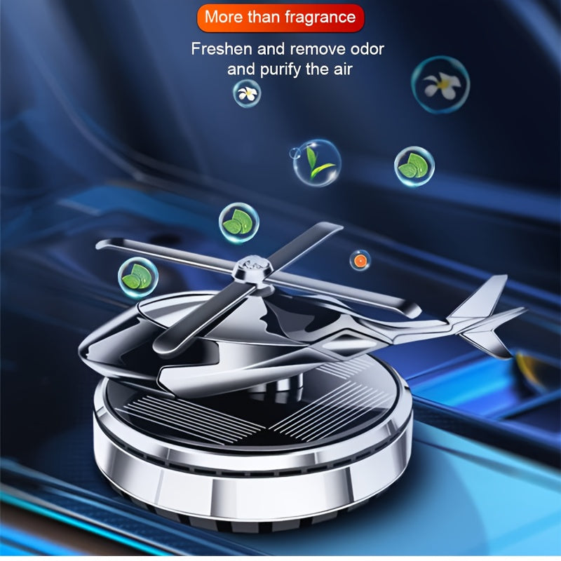 Solar-Powered Helicopter Car Air Freshener Aluminum Alloy Scent Diffuser with Paper Fragrance Sheets