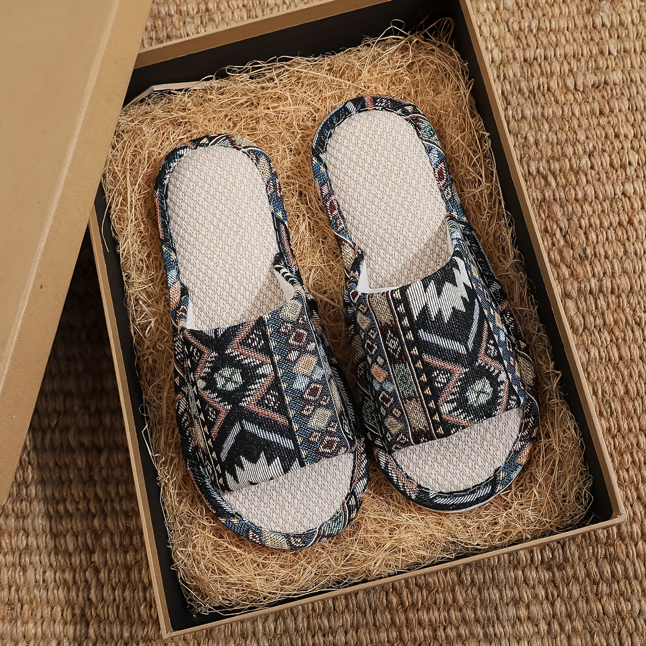 Ayollar uchun yopishmaydigan yopishmaydigan shlyapka yumshoq mato geometrik naqshli ichki uy poyabzali